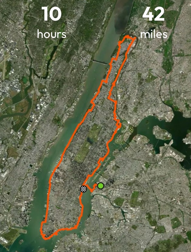 A GPS trace of a forty-two-mile skate around the perimeter of Manhattan